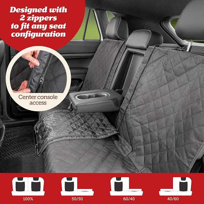 Dog Car Seat Cover for Back Seat - Tan, Universal Fit - Waterproof & Non-Slip Oxford Fabric Cover - Protector for SUV & Truck - Pet Travel Accessory