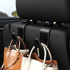 4-Pack Car Headrest Hooks Vehicle Storage Organizer for Purses Handbags Groceries Backpack Coats –Holds 55lbs 360° Rotating Black