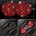 11 PCS Bling Diamond Car Mats Set for Women Girls, Sparkly Rhinestone Steering Wheel Cover, Waterproof Floor Mats Universal Fit for SUV,Vans,Sedans,Trucks Anti-Slip, Interior Sets Black Red