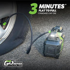 40086 Tire Inflator, Cordless, Pro Power, Portable Air Compressor Pump, Auto Shut-Off, Lithium Ion Battery and LED Light, Rechargeable, 3 min inflation