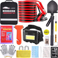 Car Emergency Kit, Roadside Safety Kit with Jumper Cables, Safety Hammer | Gifts for New Drivers Headlamp, folding shovel, tow strap, gloves included, for travel, and roadside emergencies Women, Men