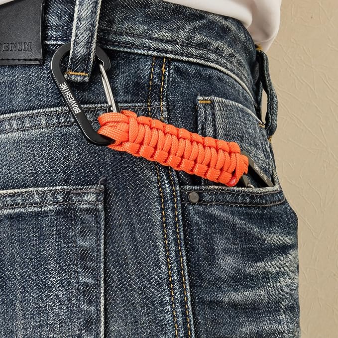 Paracord Keychain Carabiner Clip, D Ring Lanyard Hanger Stroller Hook for Water Bottle, Key, Backpacks, Men, Women