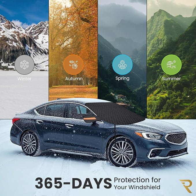 Windshield Snow Cover for Cars, SUVs & Trucks – Magnetic 5-Layer Waterproof Frost Shield | Ice Snow Protector | Winter Car Windshield Cover with Mirror Covers (61.8" x 49.6")