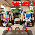 Backseat Car Organizer, Kick Mats Back Seat Protector with Touch Screen Tablet Holder, Organizer for Kids, Travel Accessories, Mat 9 Storage Pockets 2 Pack