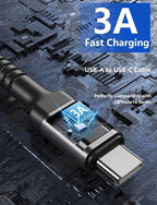 USB A to USB C Cable 15FT Extra Long, USB C Cable Fast Charging, Upgraded Extra Durable Braided USB C Cord for iPhone 17 16 15 Pro Max, MacBook Pro, Sam sung Galaxy S10 S9 Plus, LG and More-2Pack