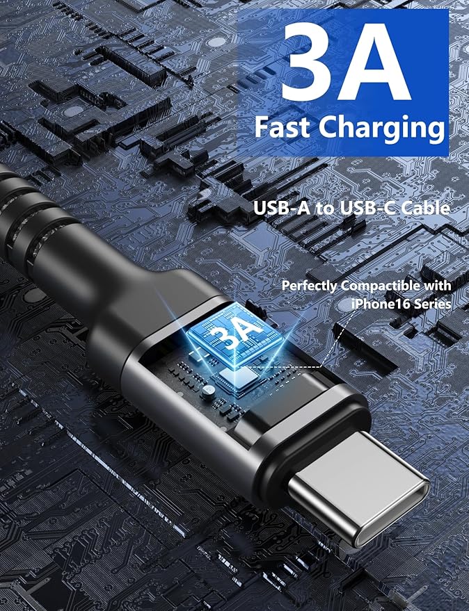 USB C Cable Fast Charging, 2Pack 1FT USB A to USB C Charge Cable, Short USB Type C Charging Cord Compatible with iPhone 17/16/15/Samsung Galaxy S20 S10/Google/Plus Note 10 9 8