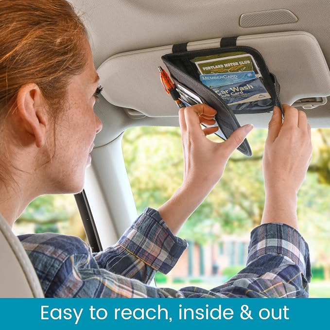 Car Visor Organizer and Registration and Insurance Card Holder with Clear Document Pockets and 3 Card Holders - Vehicle Document Holder for Cars, Trucks and SUVs - 12 pack