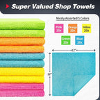 Microfiber Cleaning Cloth, 100 Pack Shop Towels, Micro Fiber Cloth for Cleaning Car, All-Purpose Absorbent Cleaning Rags for Housekeeping, Dust Cloth for Office, Car Wash Towels, 12inx12in