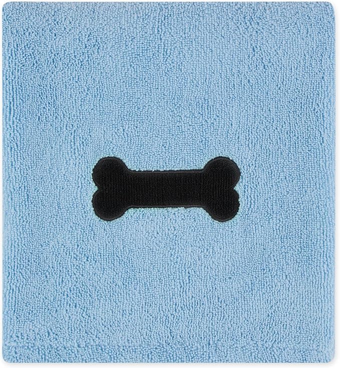 Pet Grooming Microfiber Towel, Embroidered Collection, X-Large,41x23.5", Blue