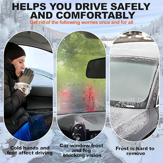 12v Car Heater, Portable Car Heater and Defroster That Plugs into Cigarette Lighter,Windshield Defogger,360°Rotary Defroster 2-in-1 Heater&Cooling Fan (Square)