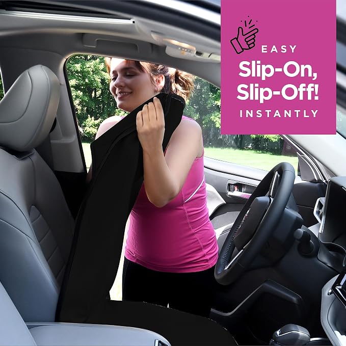 Car Seat Towel Cover for Post Gym Workout, Running, Swimming, and Hiking, 2 Pack Universal Fit Anti-Slip Waterproof Sweating Bucket Seat Protector for Cars, SUVs and Trucks, Black
