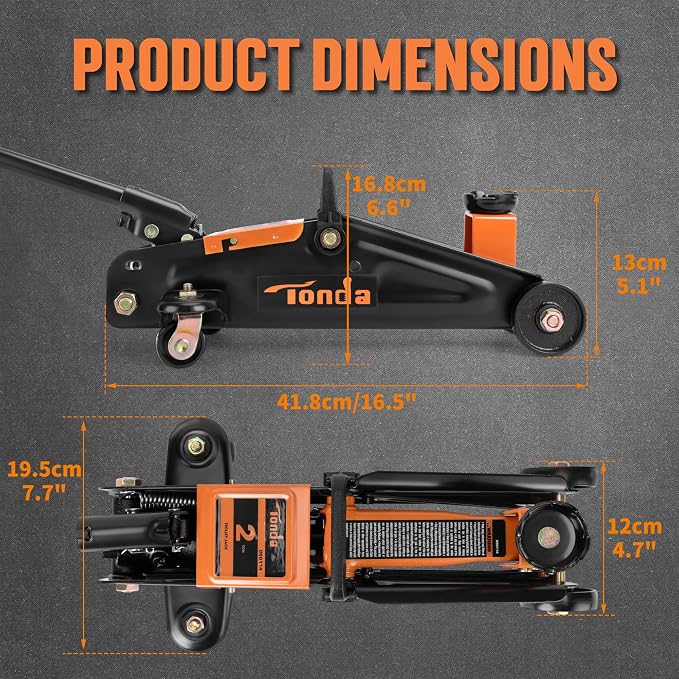 Floor Jack, Hydraulic Portable Car Jack, 2 Ton (3,800 lb) Capacity, Black