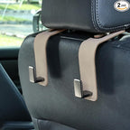 Car Seat Back Hook Metal with Suede Universal Vehicle Headrest Hangers Interior Storage Organizer for Purse Handbag Coat Grocery Bags 2 Pack Beige