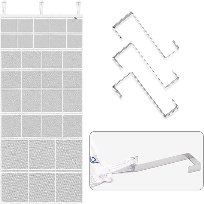 Large Mesh Over-the-Door Organizer, 34-Pocket Hanging Storage for Cruise & Home (24"x60"),Travel Essential for 2026-2027, Shoe & Bathroom Organizer for Closet, Cabin, or Behind-Door Storage