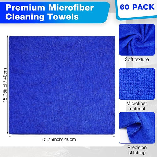140 Pcs Microfiber Cleaning Cloths for Cars Ultra Absorbent Car Towels Drying Reusable Cleaning Supplies House Kitchen Window Microfiber Towel (Blue,16 x 16 Inch)