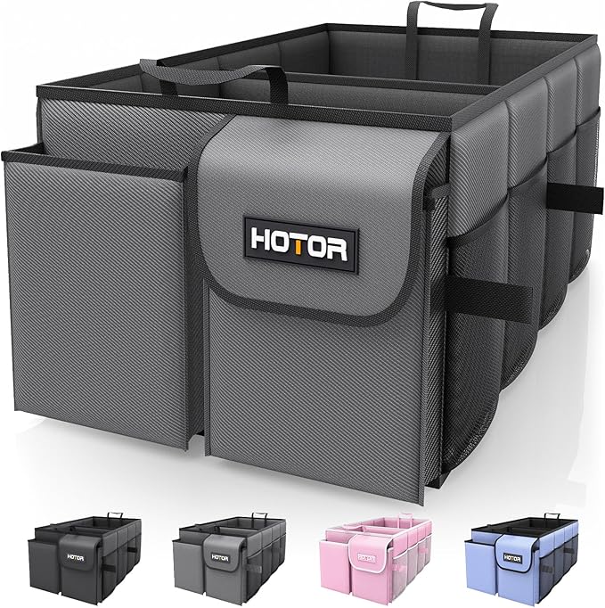 Trunk Organizer for Car - Car Organizer, Foldable Trunk organizer for SUVs & Sedans, Sturdy Organization for Car Accessories, Tools, Sundries, Grey, 2 Compartments, 23.6"×14.2"×10.6"