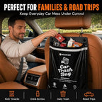 2Pack 50PCS Car Trash Bags, 2.5 Gal Leakproof & Smell Proof. Heavy-Duty Garbage Bags for car, SUV, Truck, RV. Stick-on or Headrest Mount. Alternative to Car Trash Can. Black