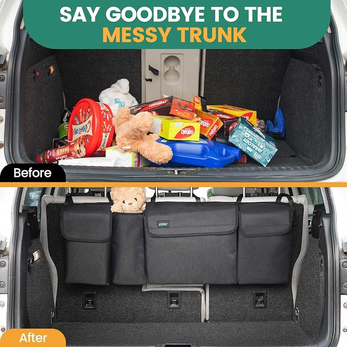 Trunk Hanging Organizer, Backseat Trunk Organizer for SUV, Truck, MPV, Large Capacity Vehicle Storage Bag with Upgraded High-Density Fabric, Space Saving Car Accessories Interior