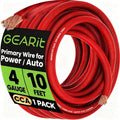 4 Gauge Wire 10 ft Red, 4 AWG Battery Cable CCA, Copper-Clad Aluminum Power Cable for Car Audio Amp, Automotive, RV
