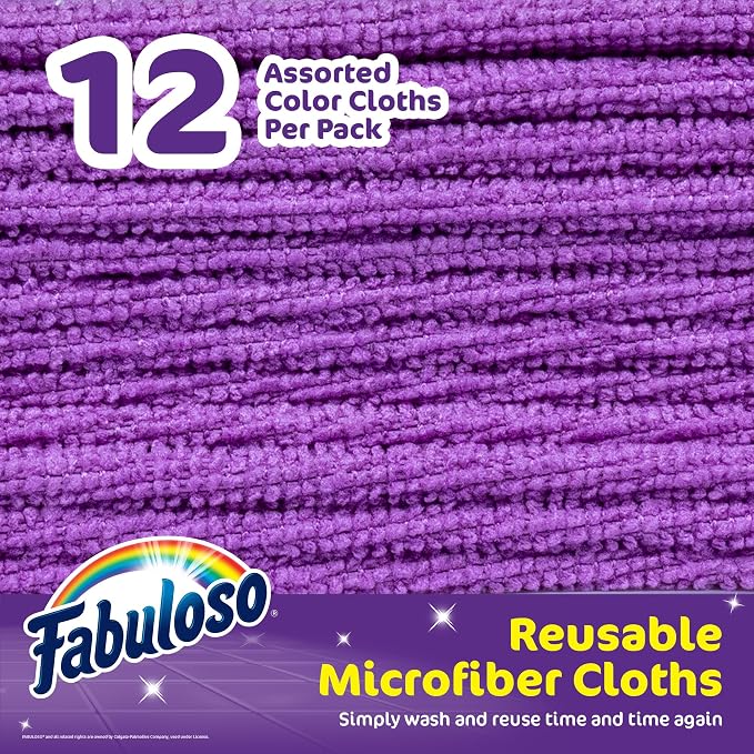 Microfiber Cleaning Cloths for Home & Car, Lint-Free Scratch-Free Rags for Glass, Kitchen & Wood, Reusable Machine Washable, Absorbent for Dusting & Wiping, Purple, 13 x 13 in, 12 Count