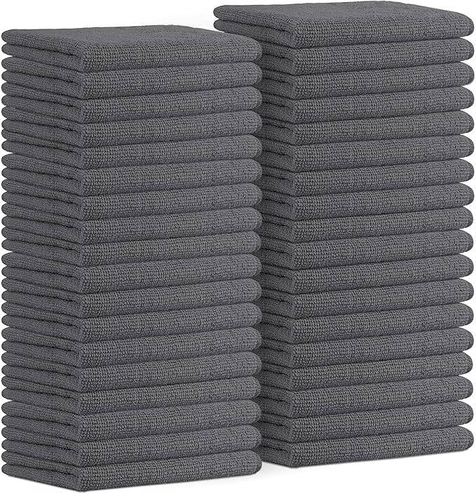 Microfiber Cleaning Cloths (Value Pack of 36) - Size 16 x 16 Inches, Highly Absorbent Cleaning Rags, Lint Free, Reusable and Washable, Microfiber Towels for Cars