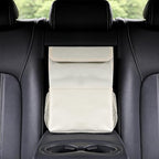AOKJOY Car Garbage can with lid Leak Proof Vehicle Trash Can 3 Storage Pockets Hanging Waterproof car Trash Bag for SUV Beige
