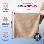 Microfiber Cleaning Cloth - Beige - 12Pcs (12.5x12.5 inch) High Performance - 1200 Washes, Ultra Absorbent Car Towel Traps Grime & Liquid for Streak-Free Mirror Shine - car Washing Cloth