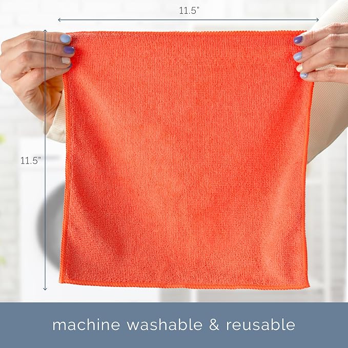 S&T INC. Microfiber Cleaning Cloth, Bulk Microfiber Towel for Home, Reusable and Lint Free Cloth Towels for Car, Assorted Colors, 11.5 Inch x 11.5 Inch, 12 Pack