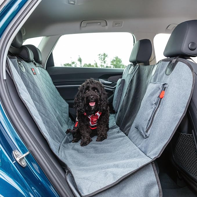 Dog Car Seat Cover & Hammock 2-in-1 for Cars & SUV’s - Seat Protector Against Pet Fur & Dirt - Waterproof & Non-Slip with Mesh Visibility Window
