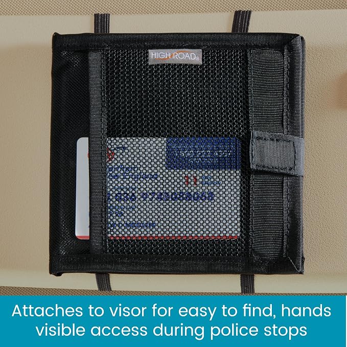 Car Registration and Insurance Card Holder for Sun Visor, Glove Box or Console with 2 Clear Hidden Car Document Pockets