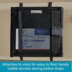 Car Registration and Insurance Card Holder for Sun Visor, Glove Box or Console with 2 Clear Hidden Car Document Pockets