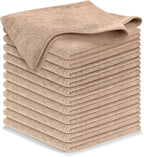 Microfiber Cleaning Cloth - Beige - 12Pcs (12.5x12.5 inch) High Performance - 1200 Washes, Ultra Absorbent Car Towel Traps Grime & Liquid for Streak-Free Mirror Shine - car Washing Cloth