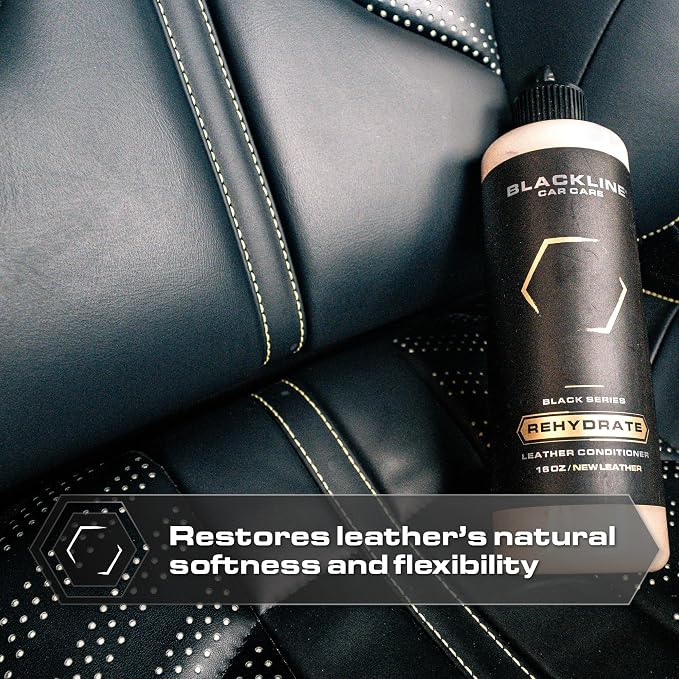 Blackline Car Leather Cleaner and Conditioner Care Kit - 2 (16 Fl Oz) Bottles - Effectively Cleans and Conditions Leather Car Interiors, Shoes, Boots, Bags, Furniture, Apparel and More