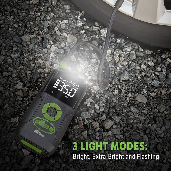 40089 Cordless 3-in-1 Tire Inflator w/Power Bank & LED Light, Auto Shut-Off, Digital Display & 6 Presets, Flat to Full in 8 Mins, Car, Bike, Motorcycle & More