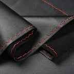 Steering Wheel Cover with Top Layer Genuine Leather and Anti-Slip Design, Soft Padding, Breathable, Universal 15 Inch Stitch on Wrap