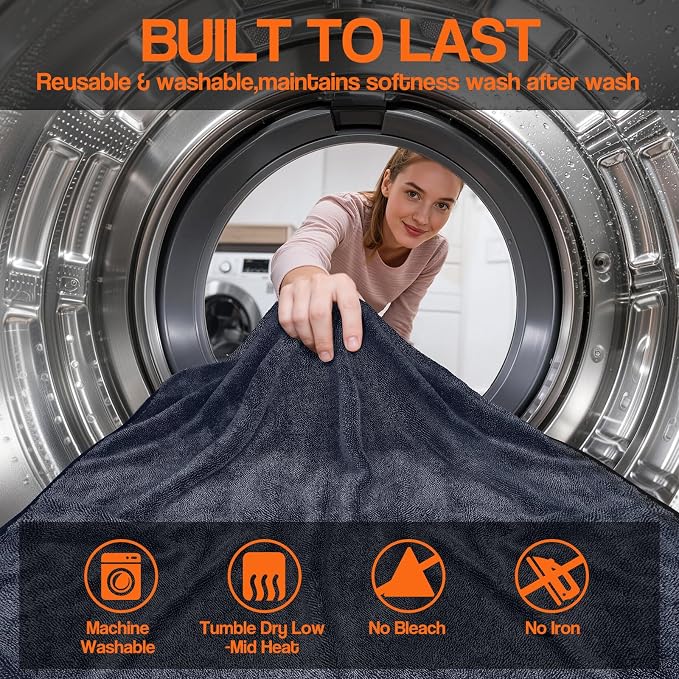 4 Pack Twisted Loop Car Drying Towel, Microfiber Towels for Cars 24"x36", Reusable Shammy Quick Dry Cloth for Carwash, for Auto, Boat, RV, Garage & Home