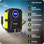 Tire Inflator Portable Air Compressor, Air Pump for Car Tires and Bikes, Car Tire Pump w/Auto Shut Off, 150 PSI, 12V DC, LED Light, Carrying Case, Perfect For Men, Women