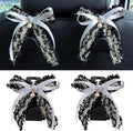 Car Seat Headrest Hook Cute Bowknot Vehicle Hanger Car Storage Organizer for Handbag Purse Coat Grocery Bag Black Grey