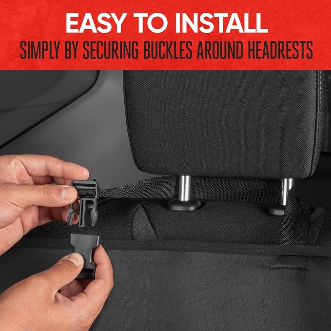 SpillGuard Neoprene Rear Seat Protector - Waterproof Bench Cover for Cars With Gray Stitching, Padding for Kids & Dogs