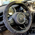 Large Size Steering Wheel Cover Great Grip with 3D Honeycomb Anti-Slip Design, 15.5-15.75 Inch (Black/Red Stitch)