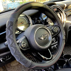 Large Size Steering Wheel Cover Great Grip with 3D Honeycomb Anti-Slip Design, 15.5-15.75 Inch (Black/Red Stitch)