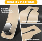 Amelity Car Headrest Hooks, Purse Hook for Vehicle 4 Pack Beige | Universal Car Interior Accessories for Women, Available in 2/4 Pack, Storage Hanger Holds Purses, Backpacks, Grocery Bags