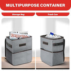 2 Gallon Car Trash Can Lid and Storage Pockets, Leak-Proof Collapsible and Portable Organizer, Multipurpose Garbage Bin with Adjustable Straps, Grey (Pack of 2)
