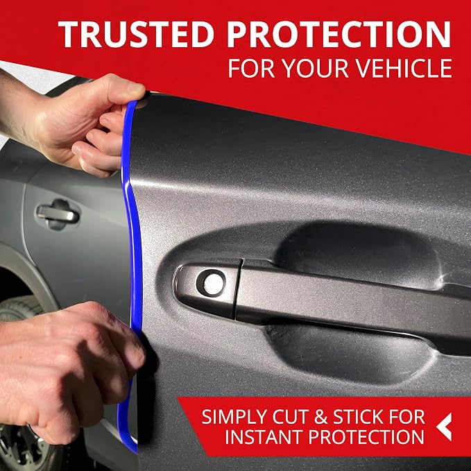 Car Door Edge Protector – Universal DIY Edge Trim to Prevent Scratches & Dings – Flexible Adhesive Molding Trim for Cars, Trucks & SUVs (10 Ft - Blue)