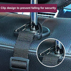 Adjustable 4-Pack Car Headrest Hooks - Universal Seat Back Organizer with Heavy-Duty Clip for Purses, Bags & Groceries Black