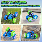 RC Cars Toys for Kids Ages 6-12, 360° Spinning Double-Sided Remote Control Car with LED Lights, 4WD Rechargeable Toy for Boys Age 8-10, Perfect Birthday Holiday Valentines Easter Gift