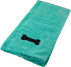Pet Grooming Towel Collection Absorbent Microfiber X-Large, 41x23.5, Embroidered Green (Pack of 12)