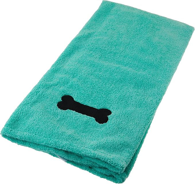 Pet Grooming Towel Collection Absorbent Microfiber X-Large, 41x23.5, Embroidered Green (Pack of 12)