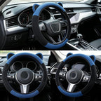 Steering Wheel Cover with Ears Keychain Fit 14-15 inch Black Blue | Cute Car Steering Wheel Covers for Women Girls Elastic Breathable Steering Wheel Protector Accessories Universal Size