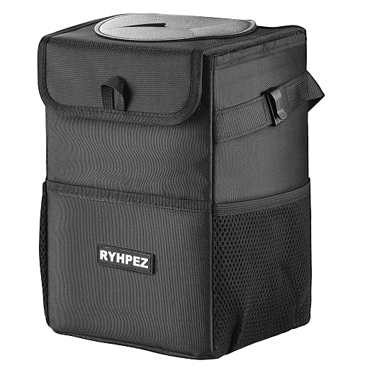 Car Trash Can with Lid - Leakproof Trash Bin Car Garbage Can, Collapsible Automotive Truck Organizer and Storage Bag Car Accessories for Women Men Road Trip Essentials
